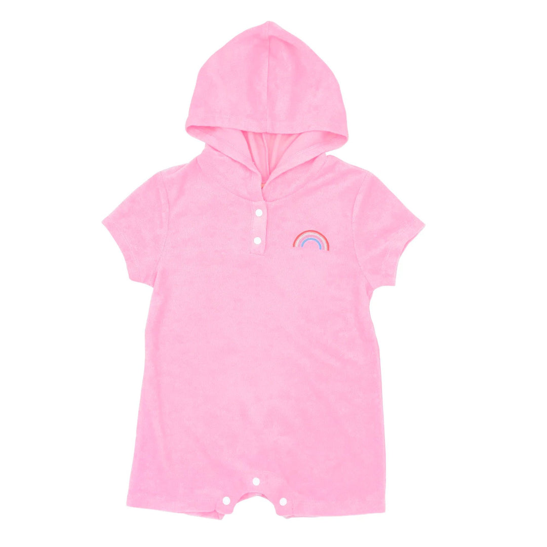 Finn Hooded Romper in Fairy Tale Pink