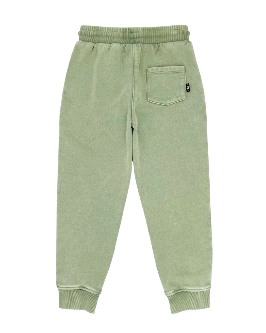 back of green sweatpants