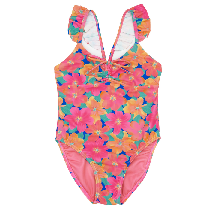 In a Cinch One Piece Swimsuit in Pink Carnation front