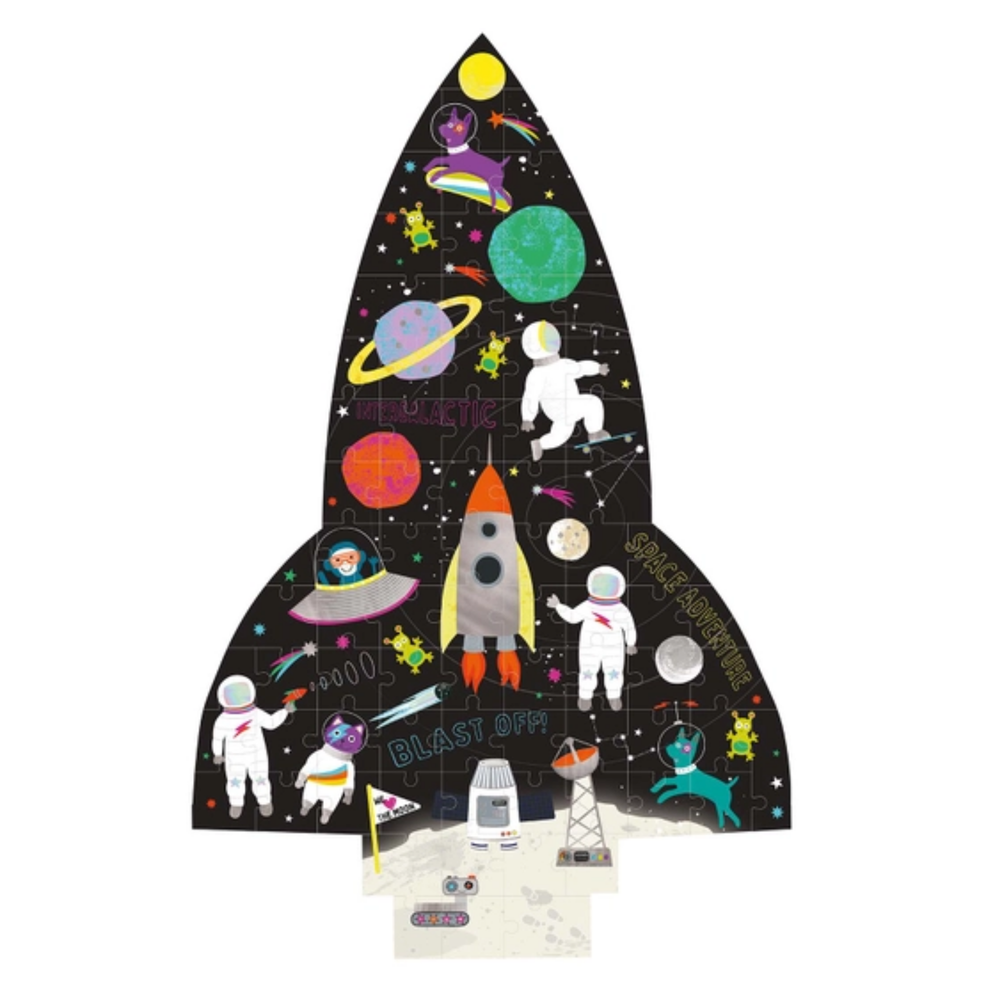 Space Rocket Shaped 80pc Jigsaw inside