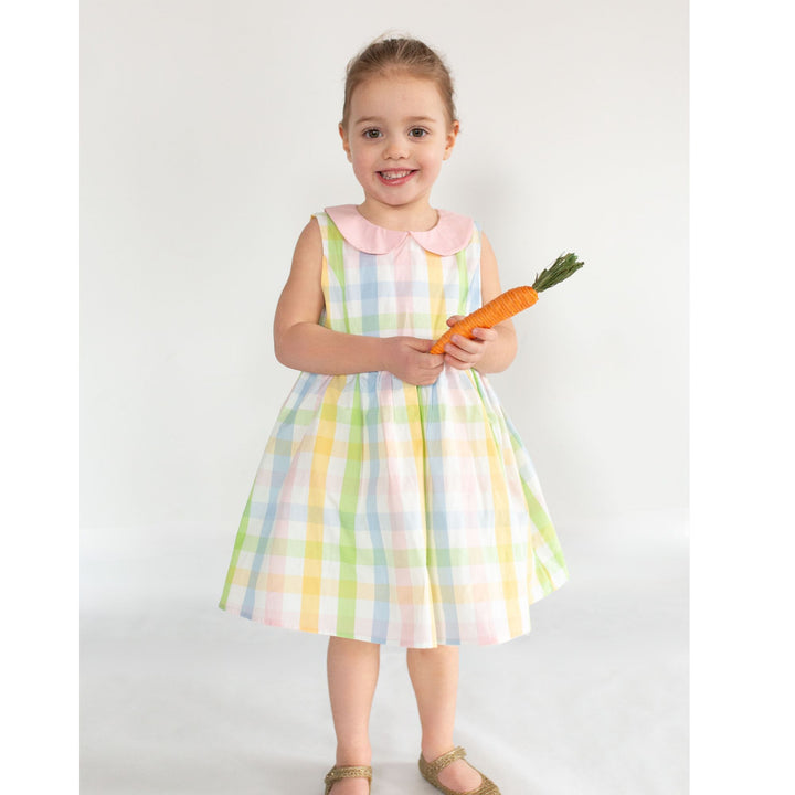 Vivienne Dress in Rainbow Gingham on big girl