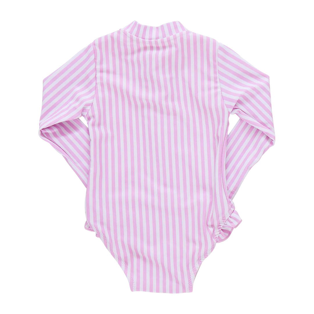 Baby Arden Suit - Pink Faux Embroidery Stripe back