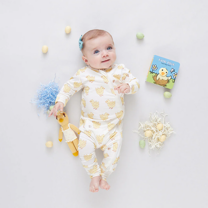 a baby wearing Baby Bamboo Romper - Chicks