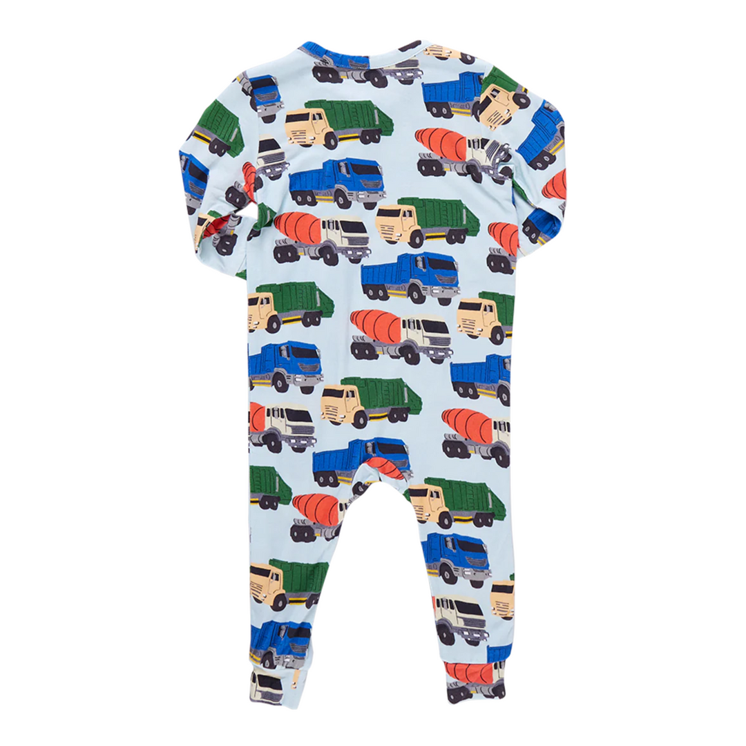 Baby Bamboo Romper - Dump Trucks back