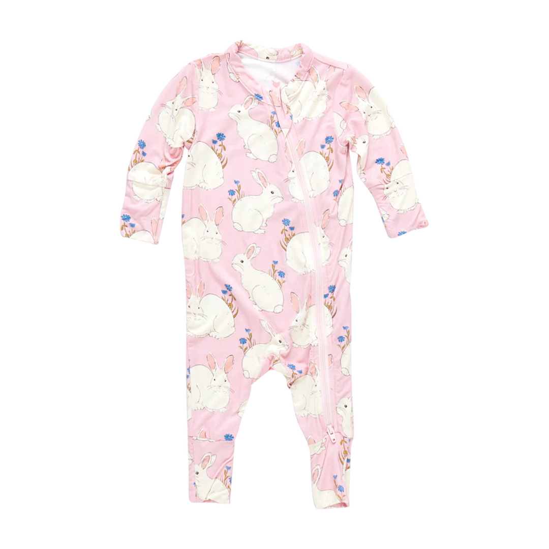 Baby Bamboo Romper - Pink Bunnies front