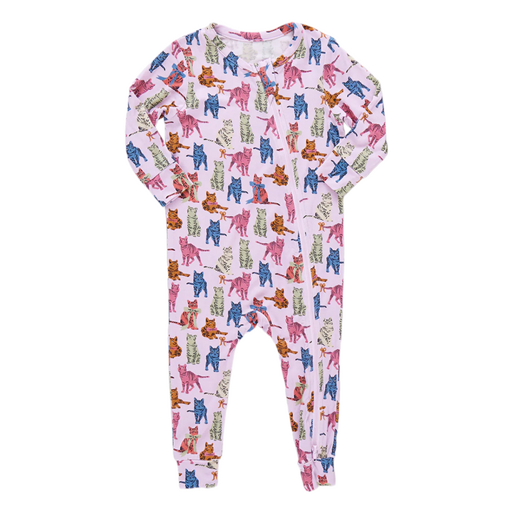 Baby Bamboo Romper - Tabby Cats front