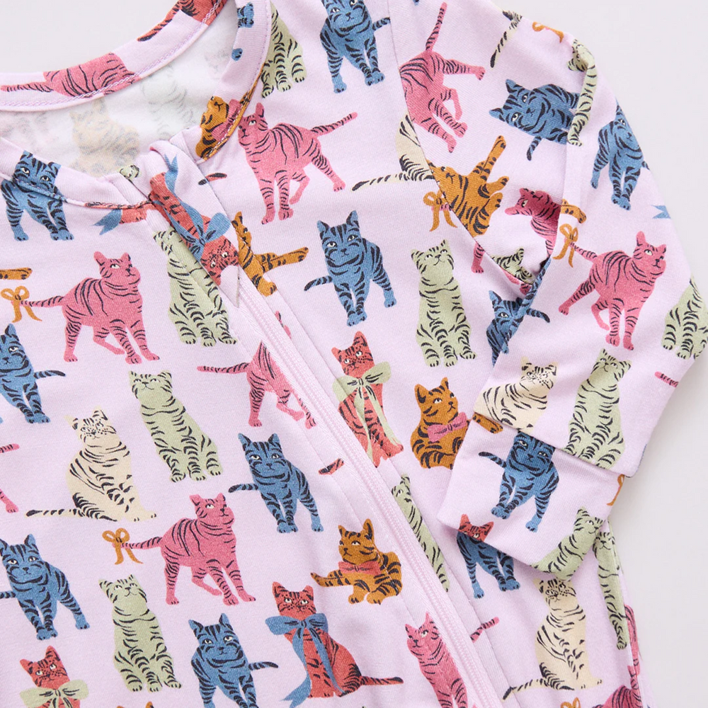 Baby Bamboo Romper - Tabby Cats details