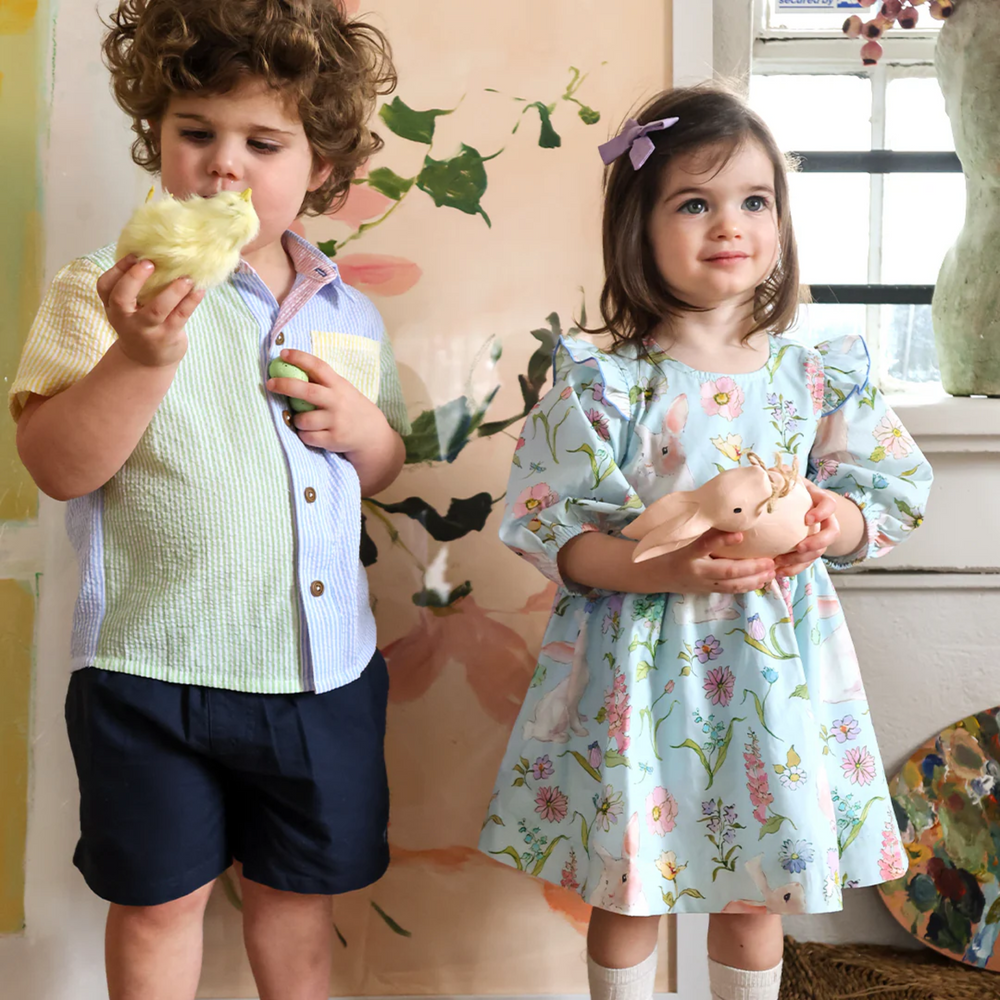 a baby wearing Baby Brooke Dress Set - Botanical Bunnies