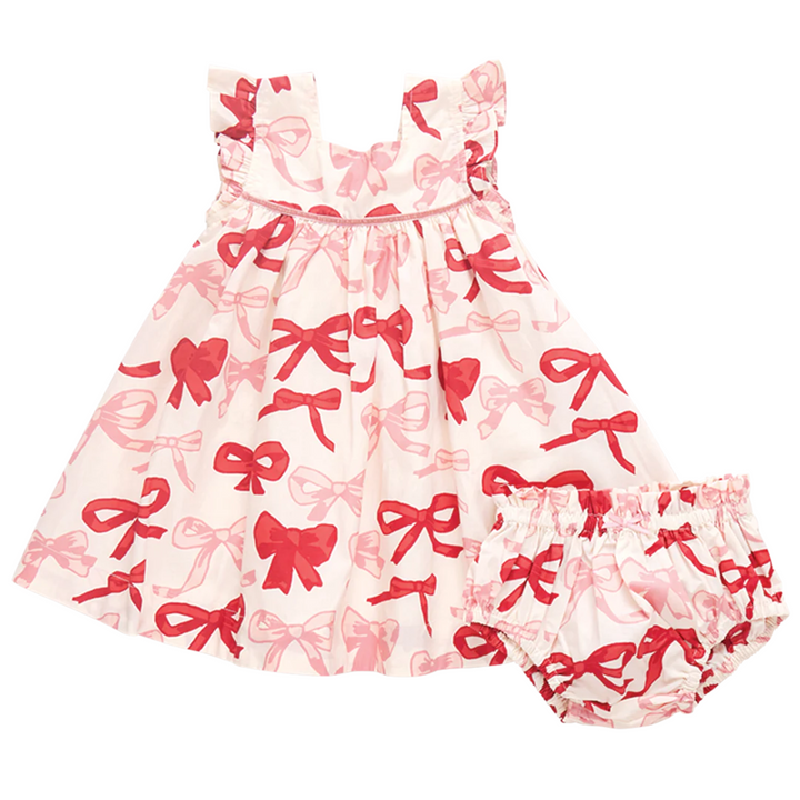 Baby Camelia Dress Set - Valentines Bows front