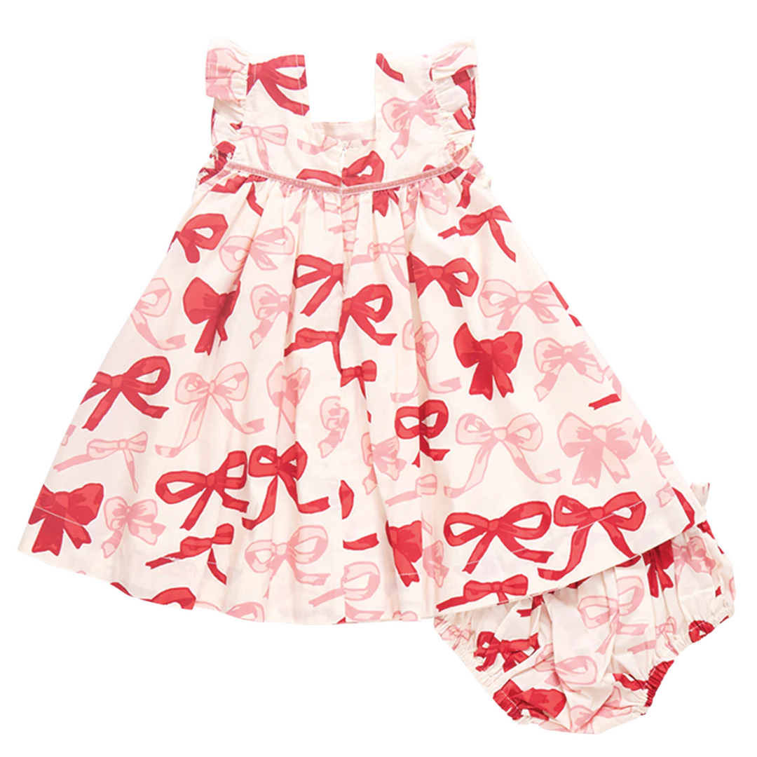 Baby Camelia Dress Set - Valentines Bows back