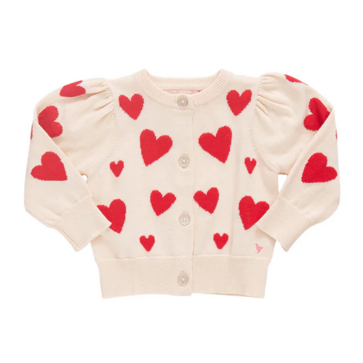 Baby Constance Sweater - Cream and Red Hearts front