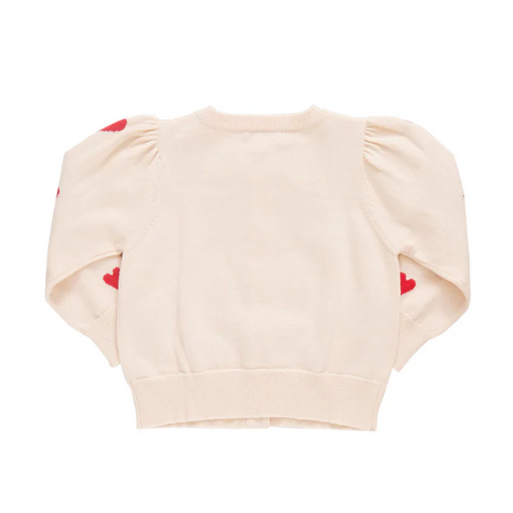 Baby Constance Sweater - Cream and Red Hearts back