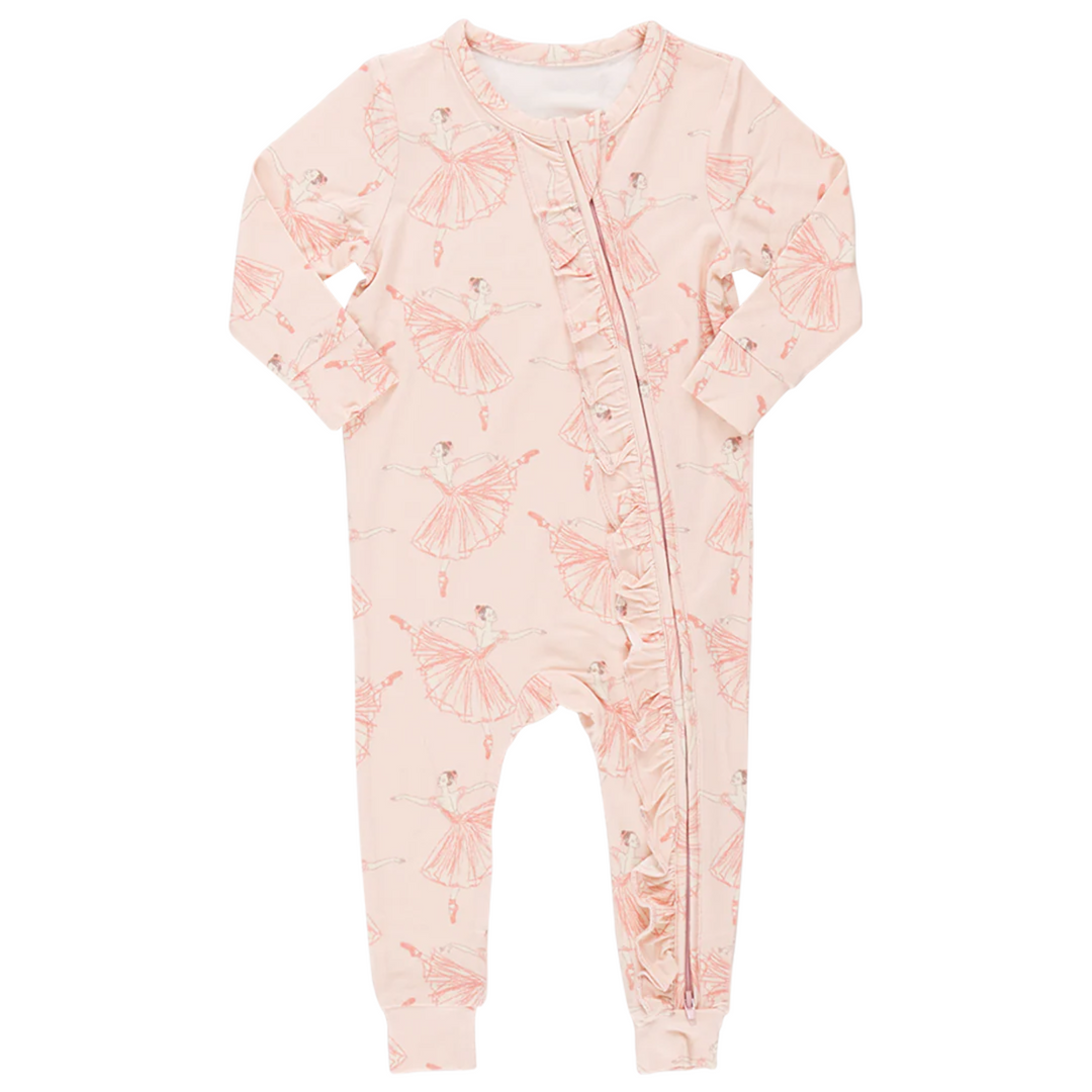 Baby Bamboo Romper - Pink Ballerinas front