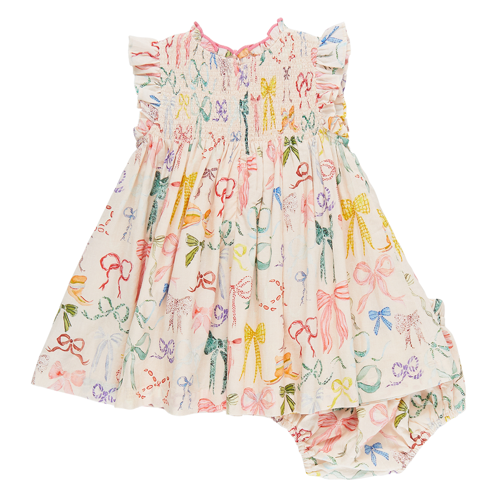 Baby Stevie Dress Set - Watercolor Bows back