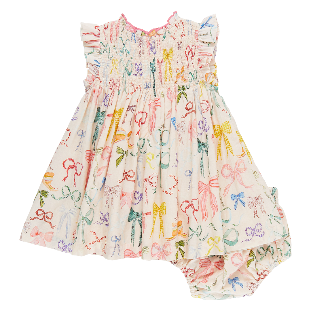 Baby Stevie Dress Set - Watercolor Bows back