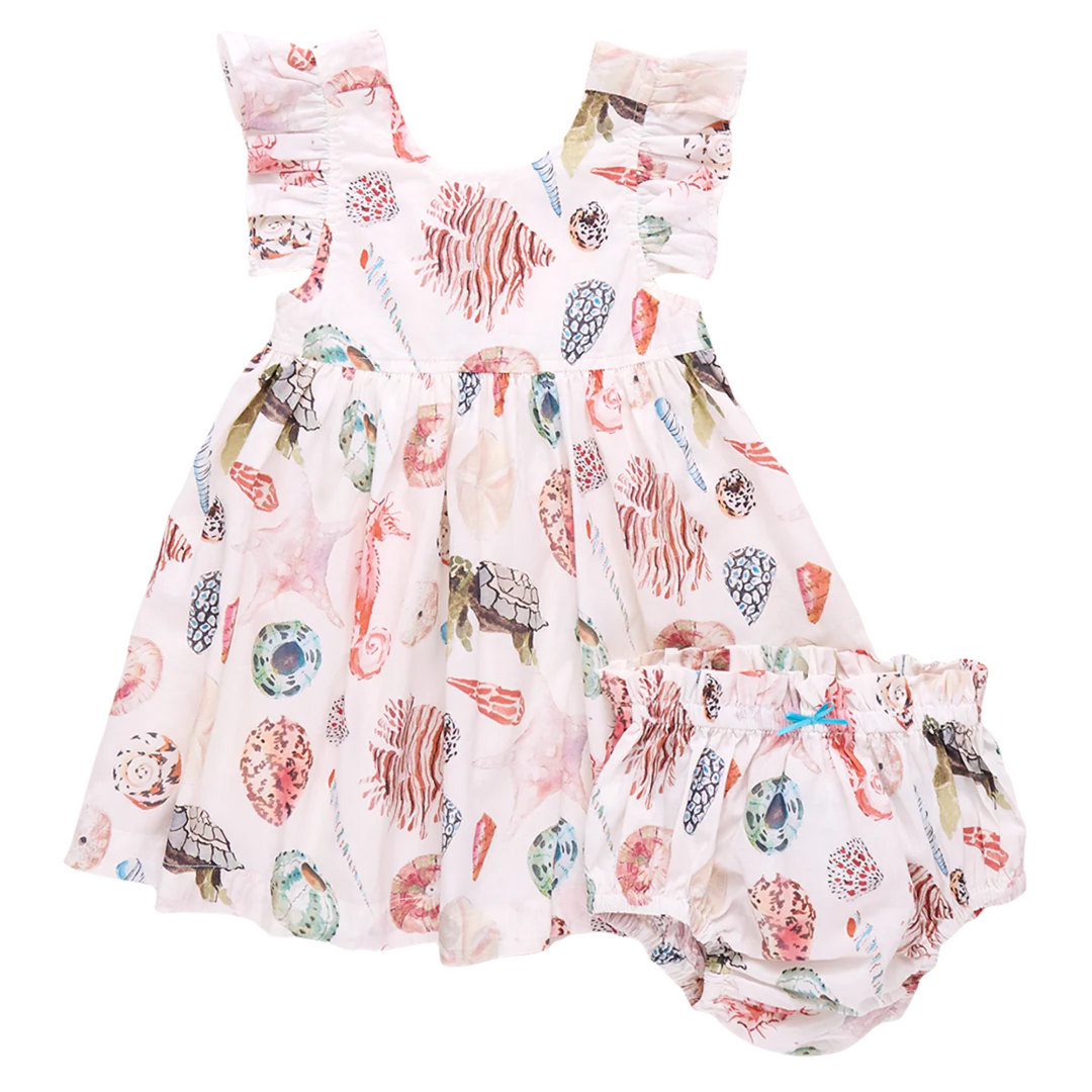 Baby Liv Dress Set - Watercolor Shells front