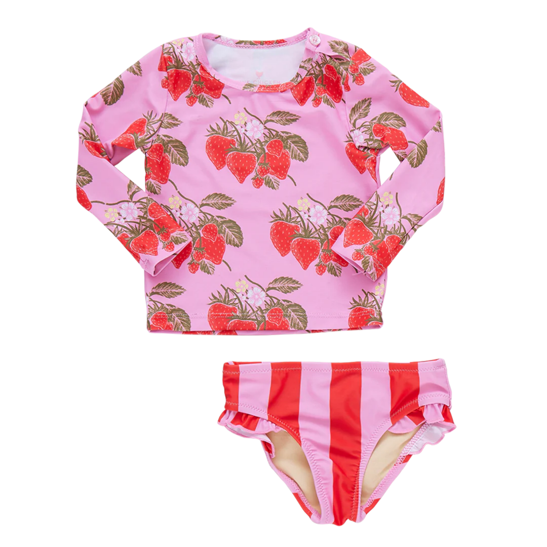 Baby Rash Guard Set - Pink Wild Strawberries front