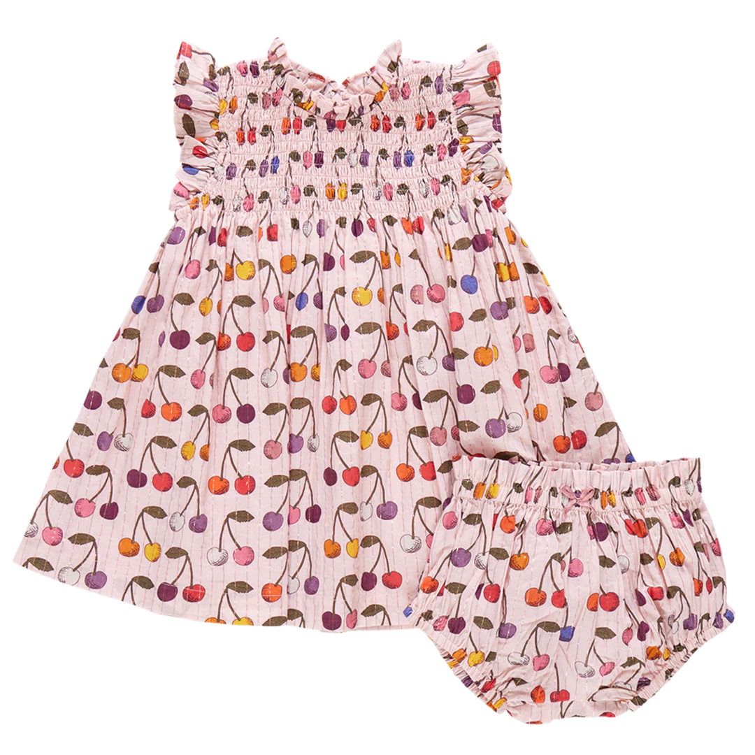 Baby Stevie Dress Set - Cloud Pink Cherry front