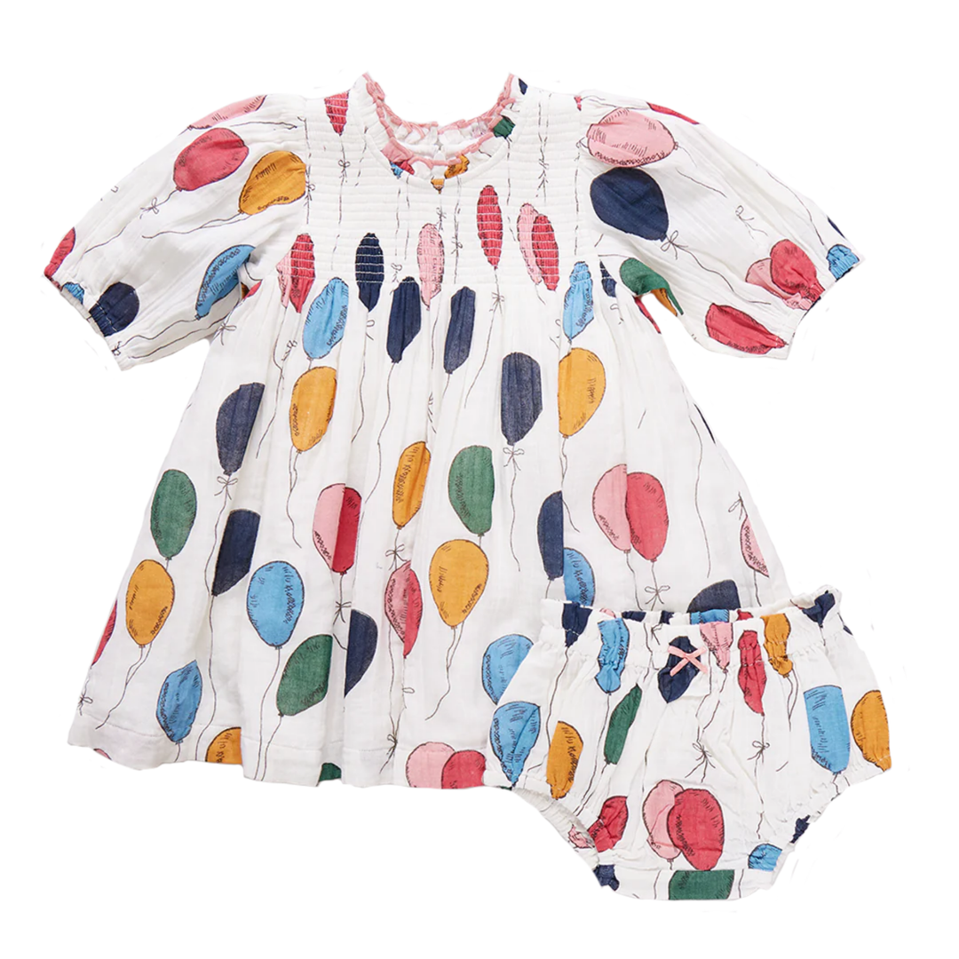 Baby Stevie Puff Sleeve Dress Set - Balloon Bunches front