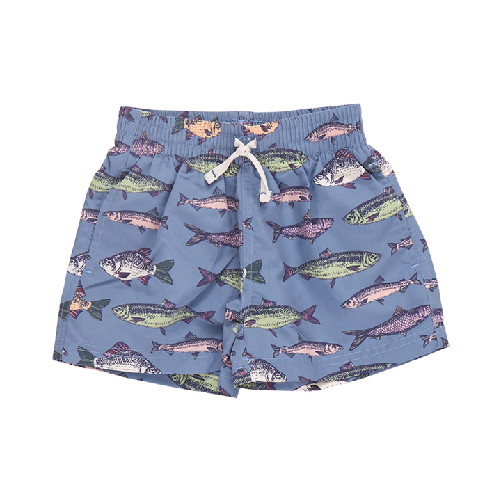 Baby Swim Trunk - Bluestone Multi Fishies front