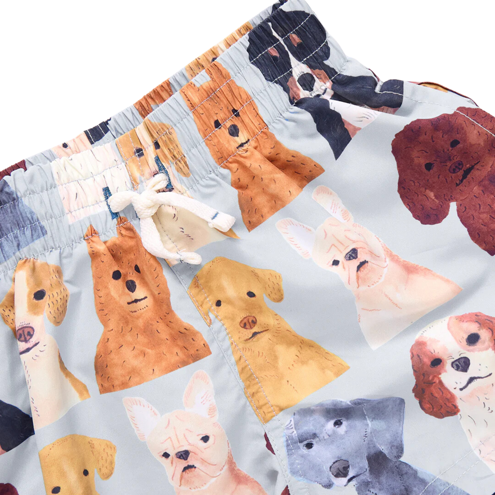 Baby Swim Trunk - Light Blue Watercolor Dogs details