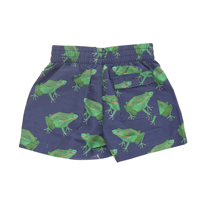 Baby Swim Trunk - Navy Frogs back