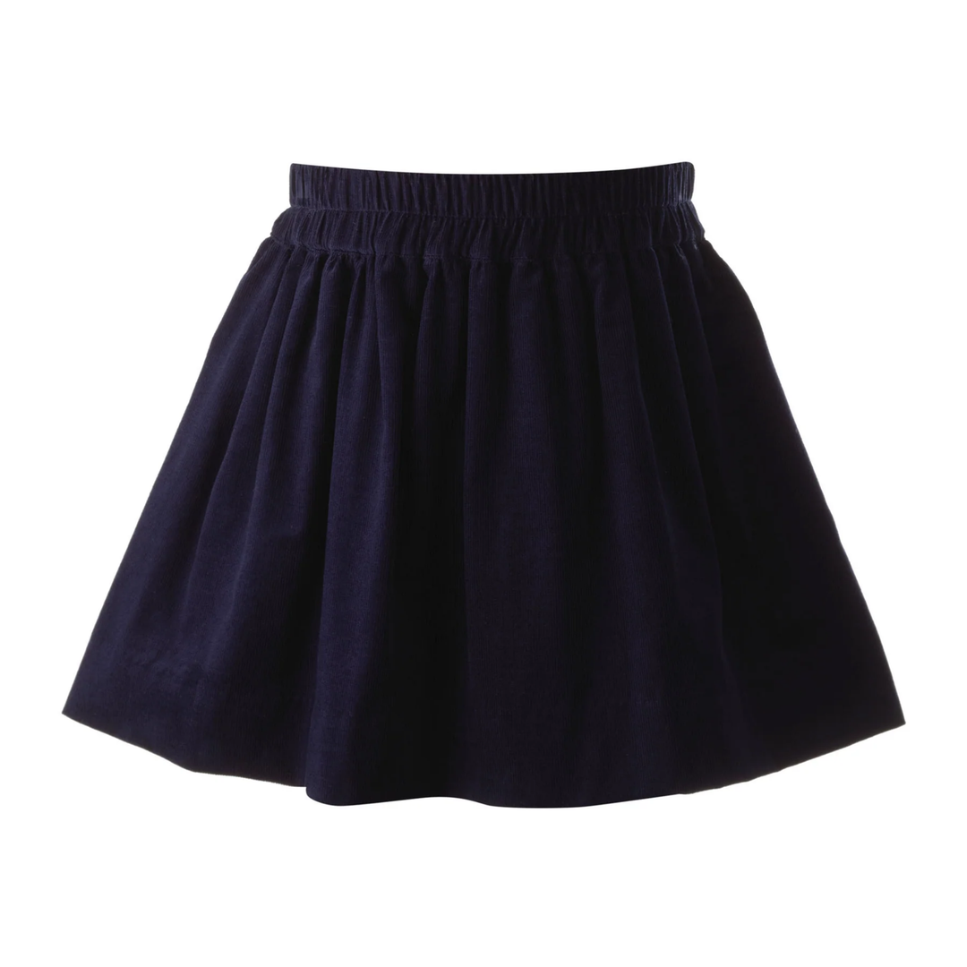 Babycord Pull on Skirt in Navy front