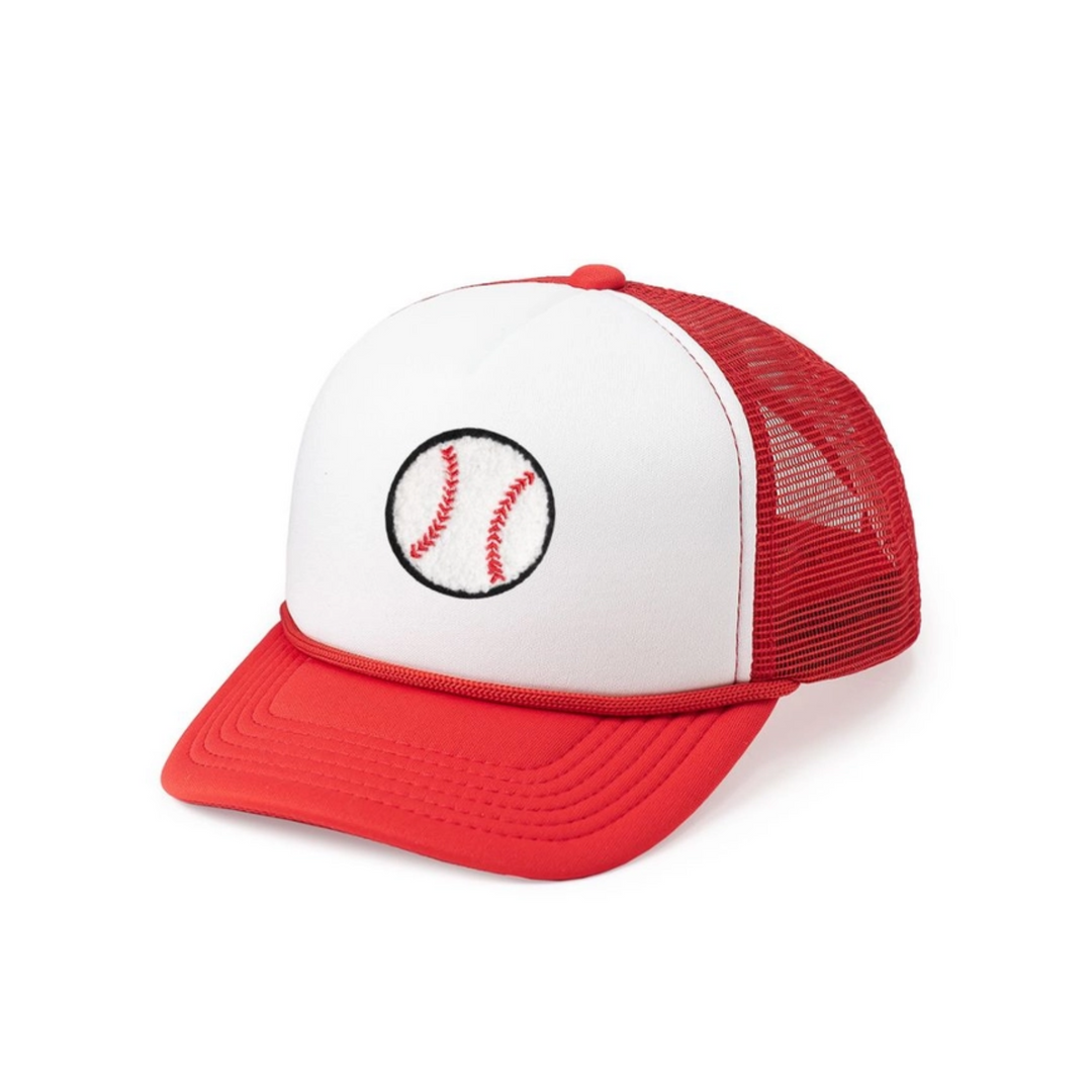 Baseball Patch Trucker Hat in Red front