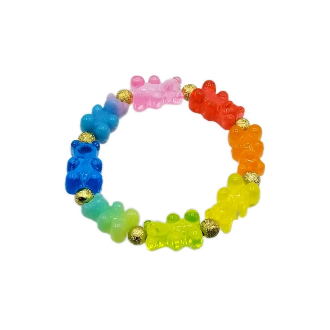 Rainbow Gummy Bear Stretch Bracelet front