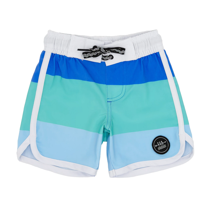 Block Stripe Baby Boardshort in Marina Blue front