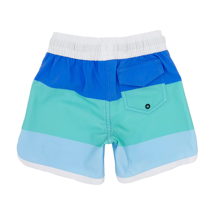 Block Stripe Baby Boardshort in Marina Blue back