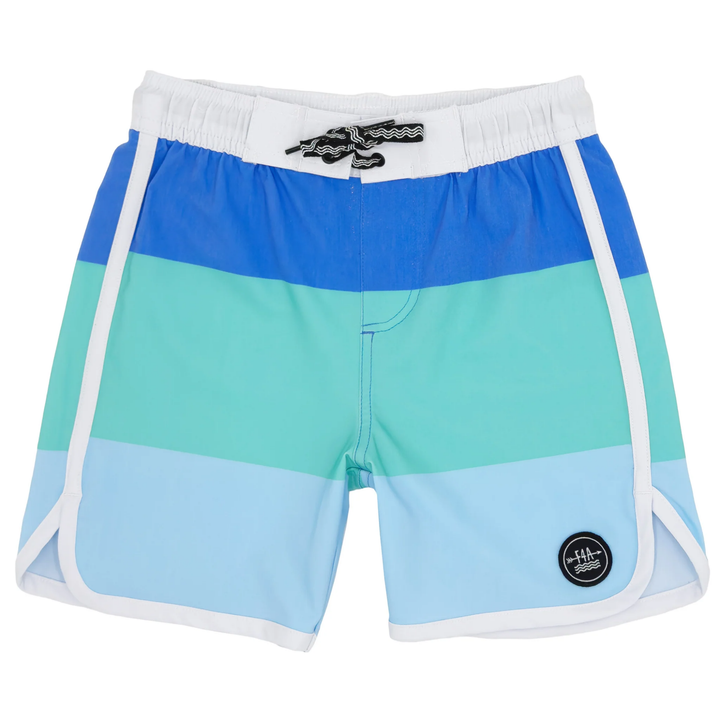 Block Stripe Boardshort in Marina Blue front