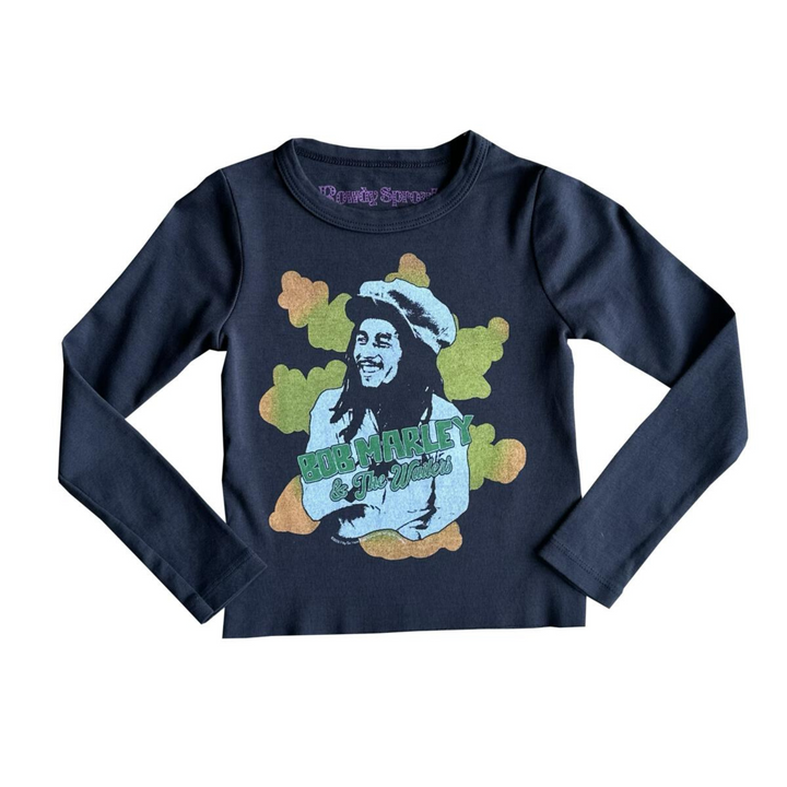 Bob Marley Clouds Long Sleeve Rib Tee in Vintage Black front