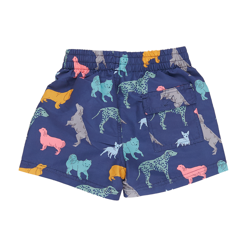 Swim Trunk - Navy Dogs back