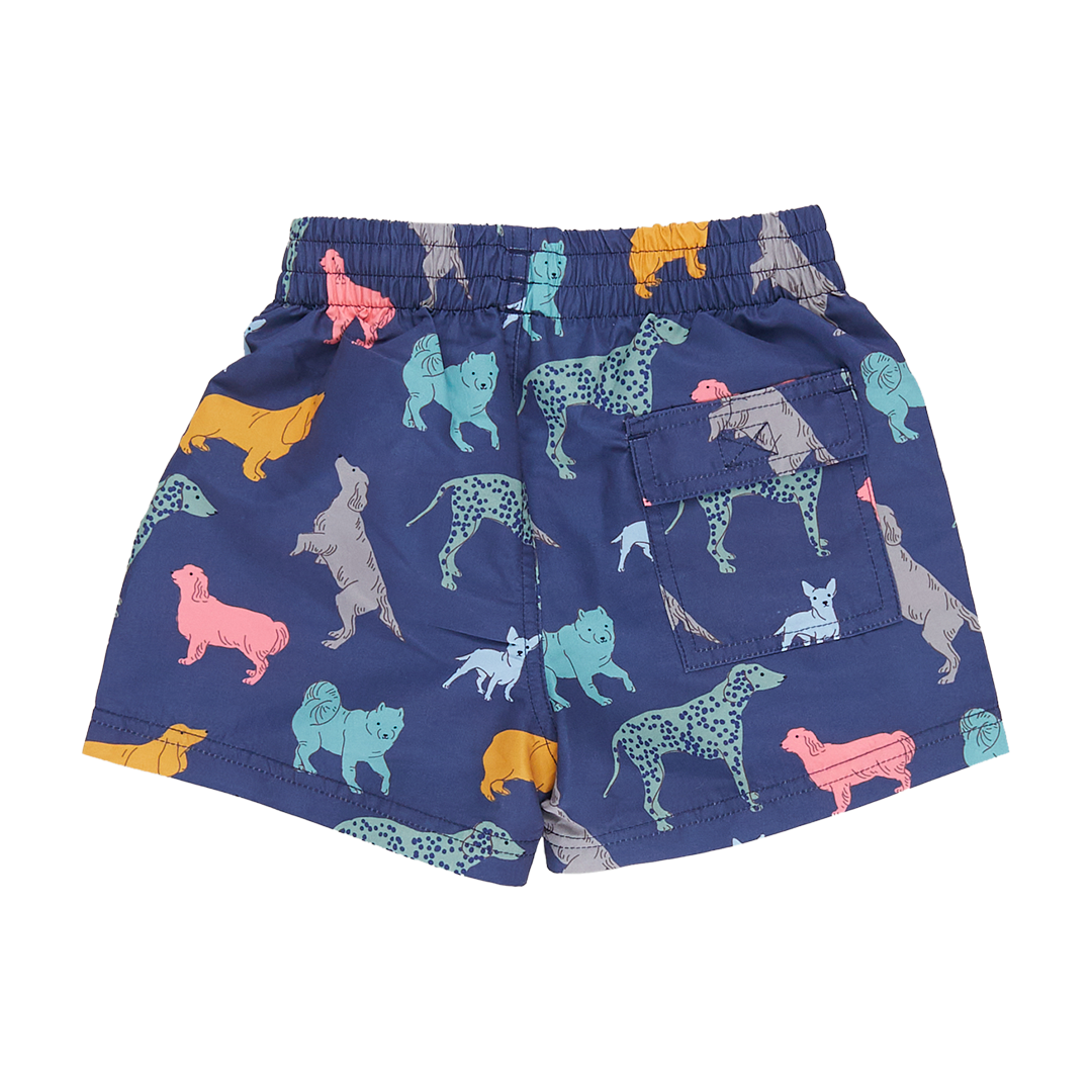 Swim Trunk - Navy Dogs back