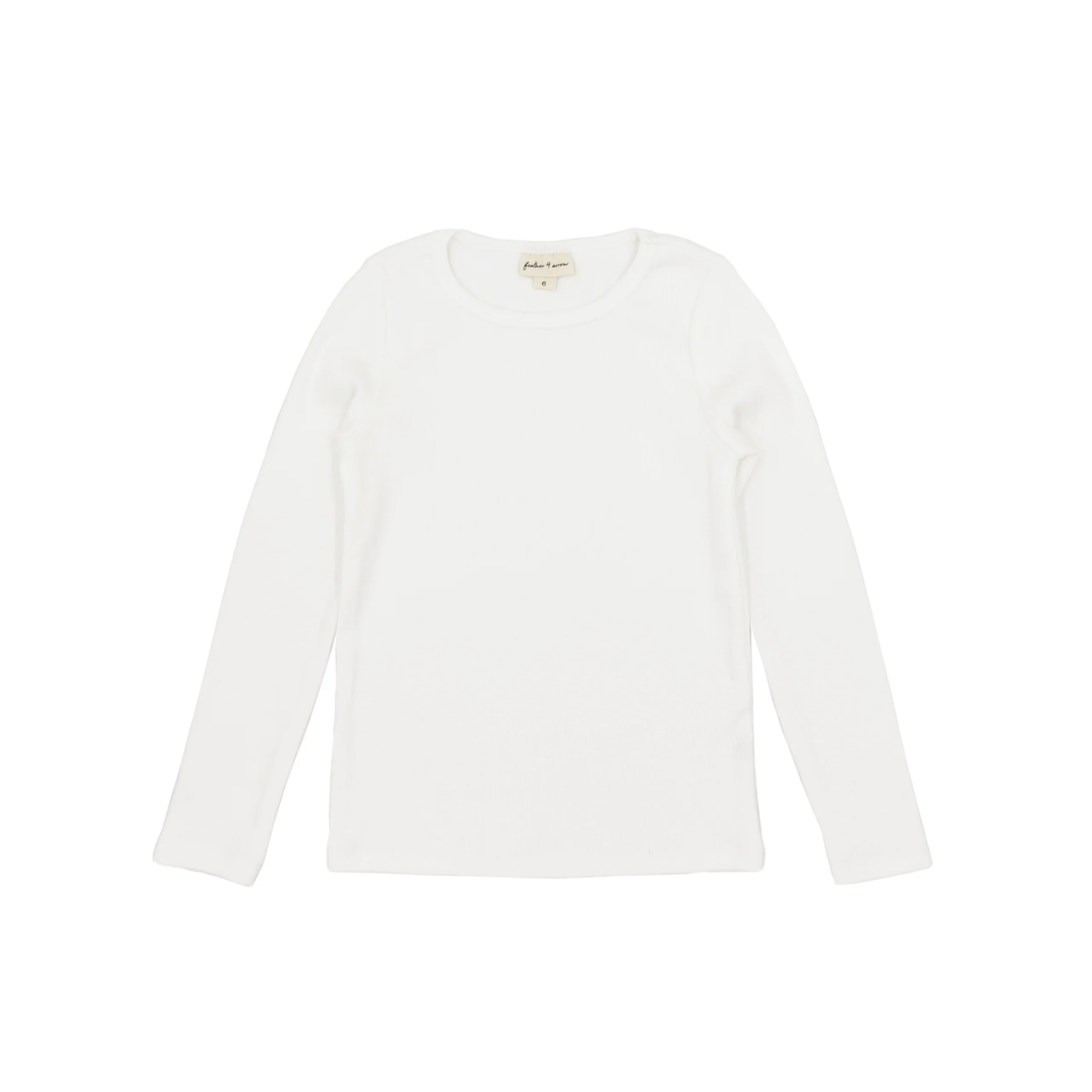 Brooklin Long Sleeve Ribbed Top in Cream front