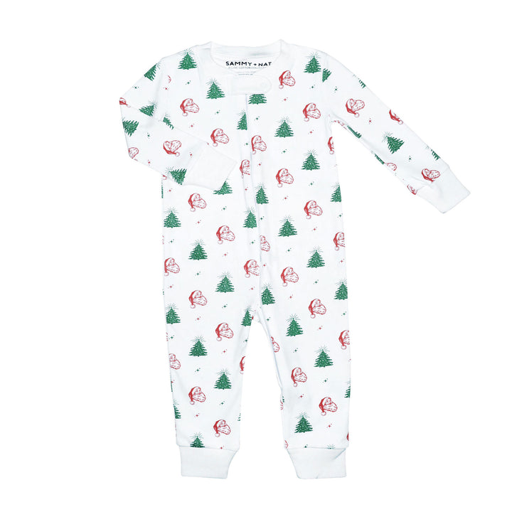 Classic Christmas Zipper Romper with feet