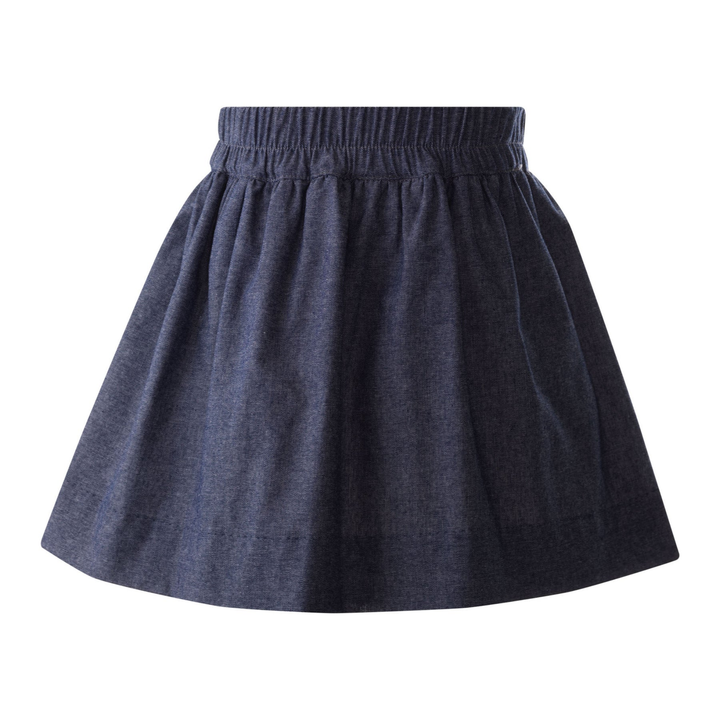 Chambray Pull on Skirt in Navy front