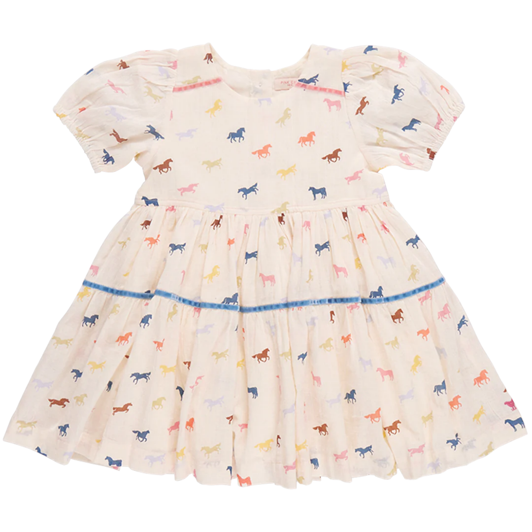 Charlie Dress - Multi Tiny Horses front