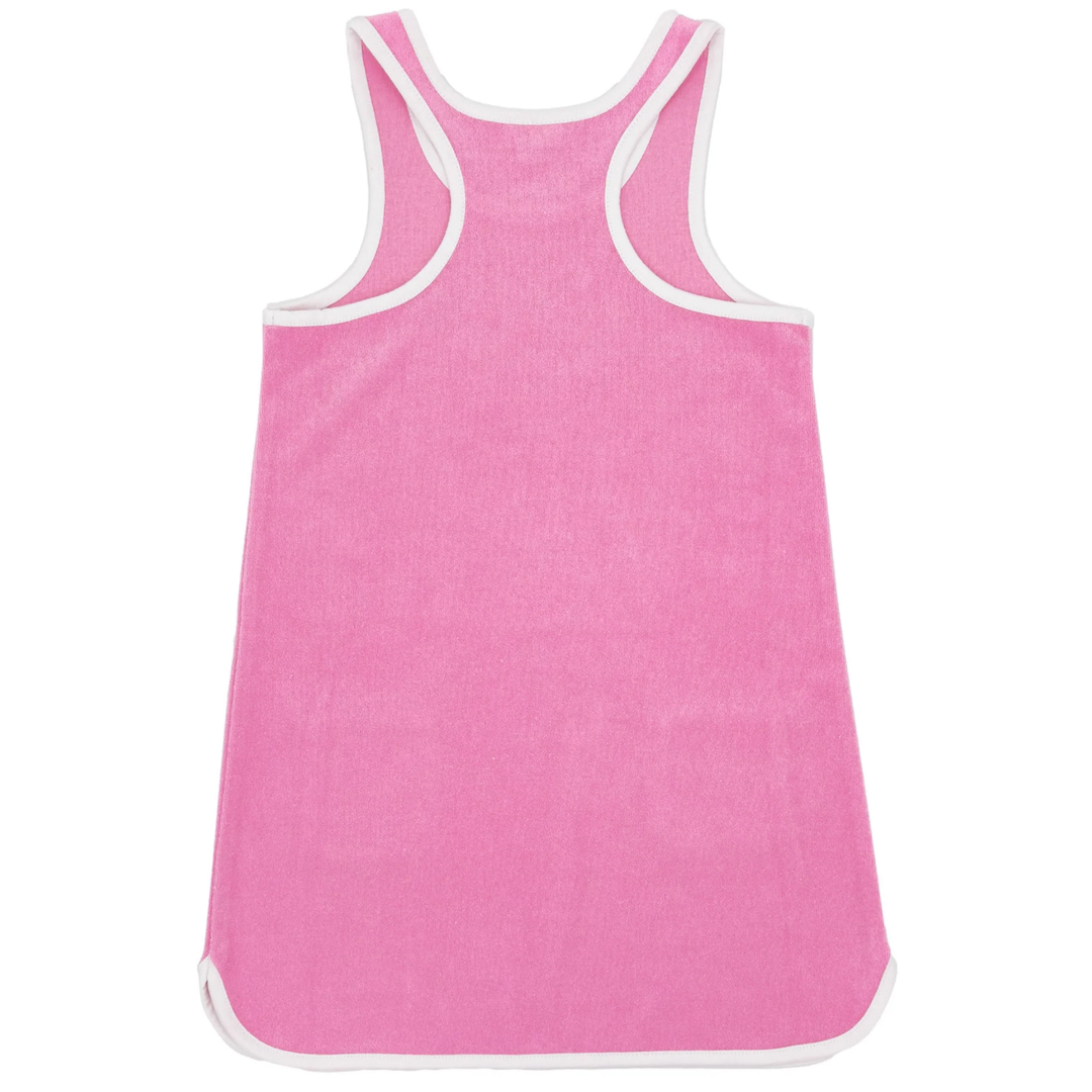 Clear Skies Ringer Tank Dress in Pink Carnation back