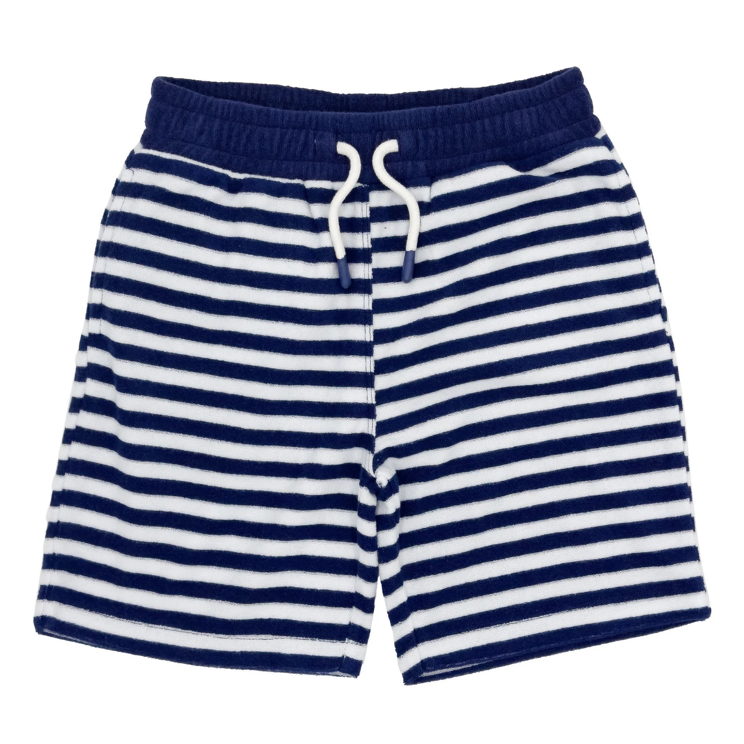 Coastal Terry Short In Navy and White Stripe front