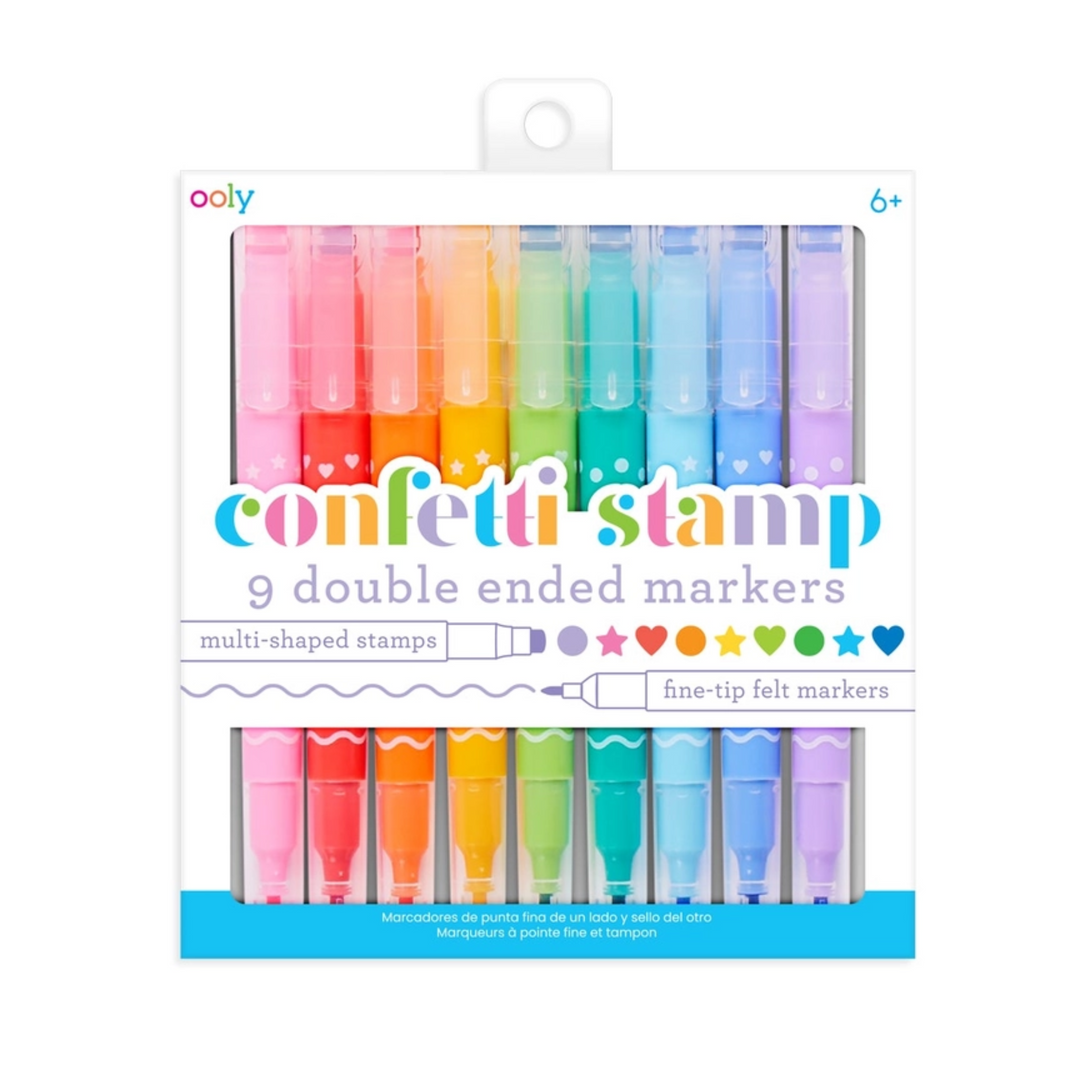 Confetti Stamp Double-Ended Markers - Set of 9 front