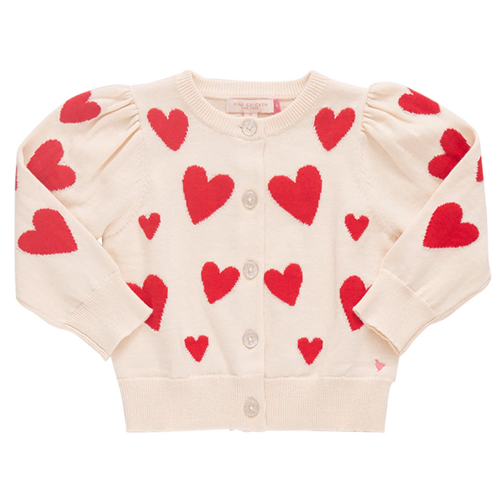 Constance Sweater - Cream and Red Hearts front