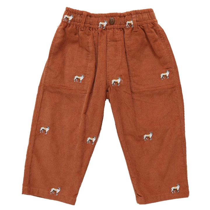 Corduroy Jackson Pant - Dog Embroidery front