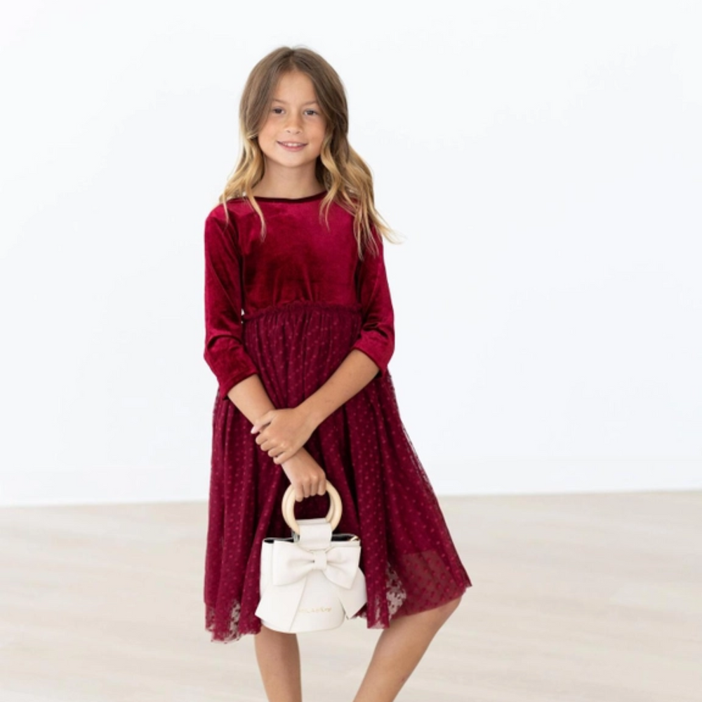 Cranberry Velvet Tutu Dress