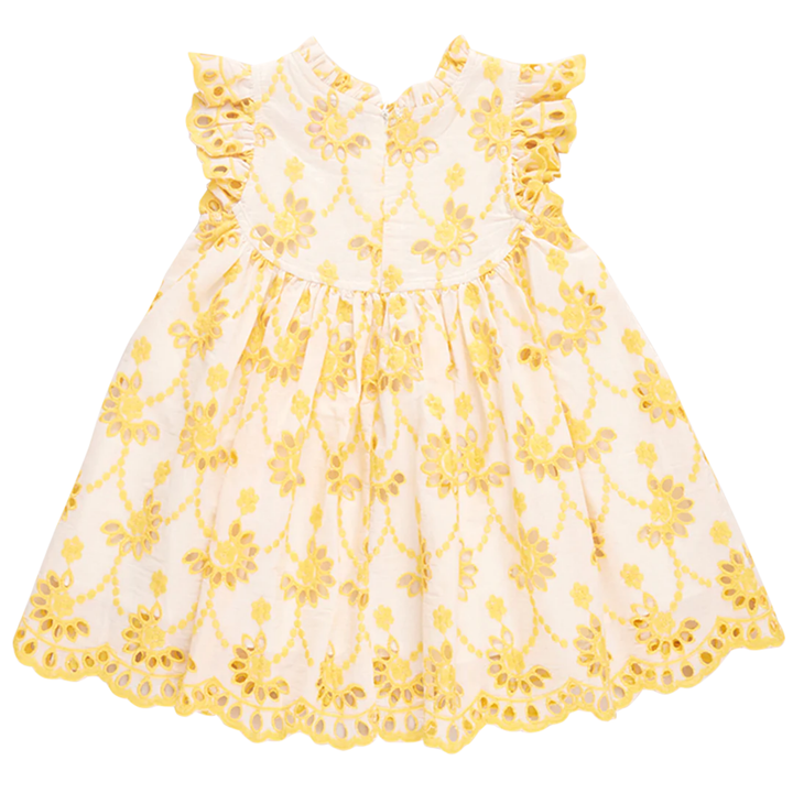 Cynthia Dress - Bright Yellow Eyelet back