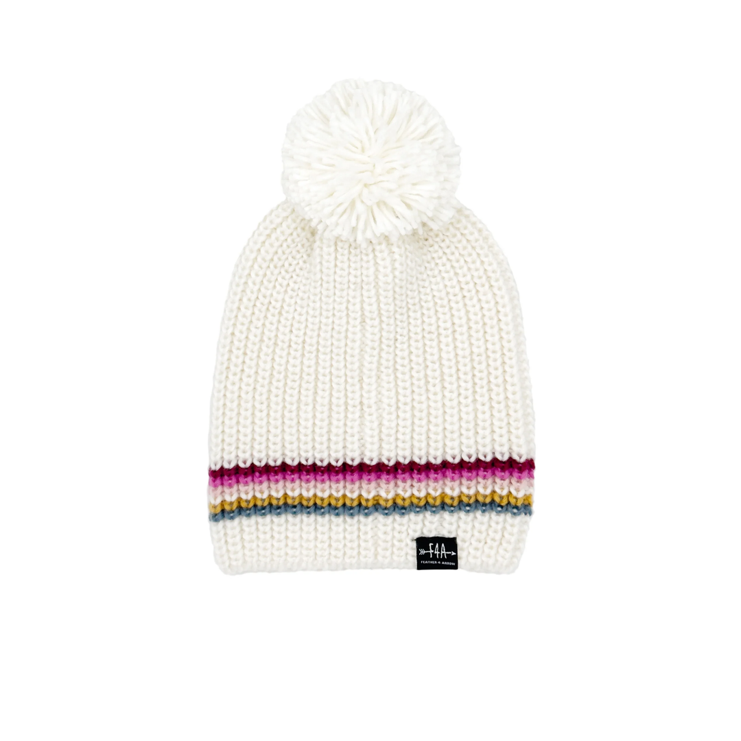 Dakota Beanie in Cream Stripe front