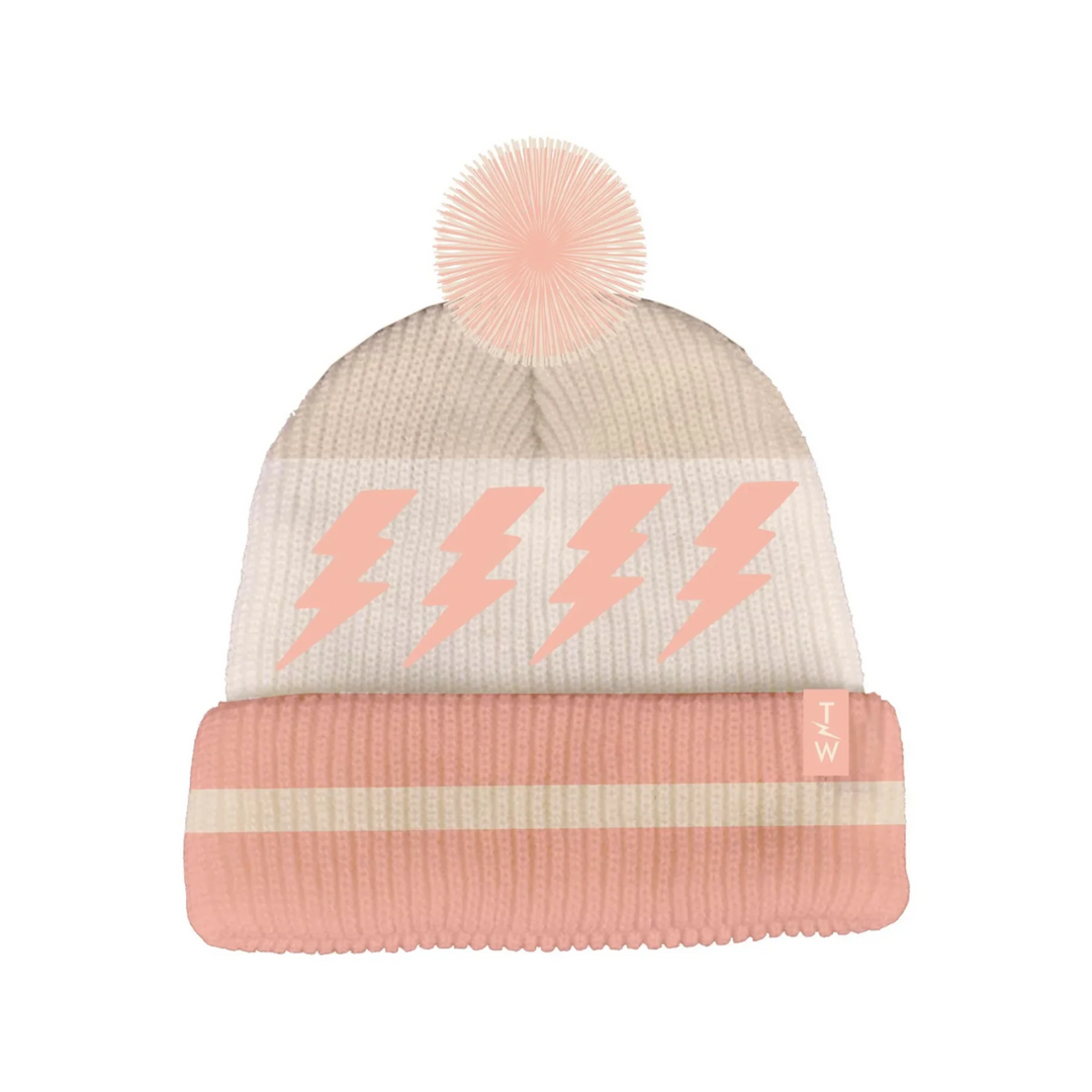 Electric Beanie in Natural And Pink front