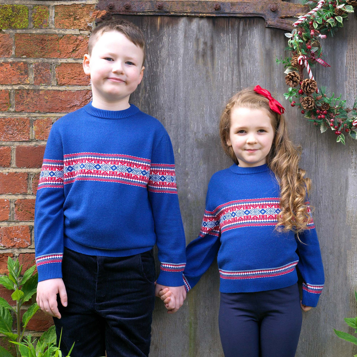 kids wearing Fairisle Sweater in Navy