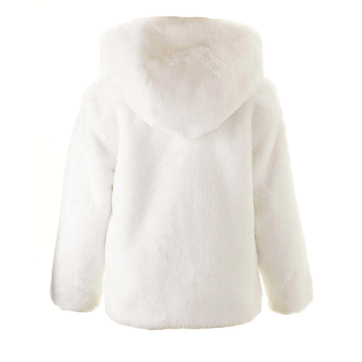 Faux Fur Short Coat in Ivory back